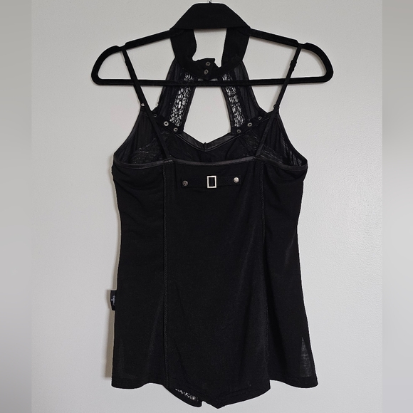 Ozzon Japan Ozz Croce Black Gothic High Neck Layered Top Silver Crosses And Lace - Picture 11 of 11